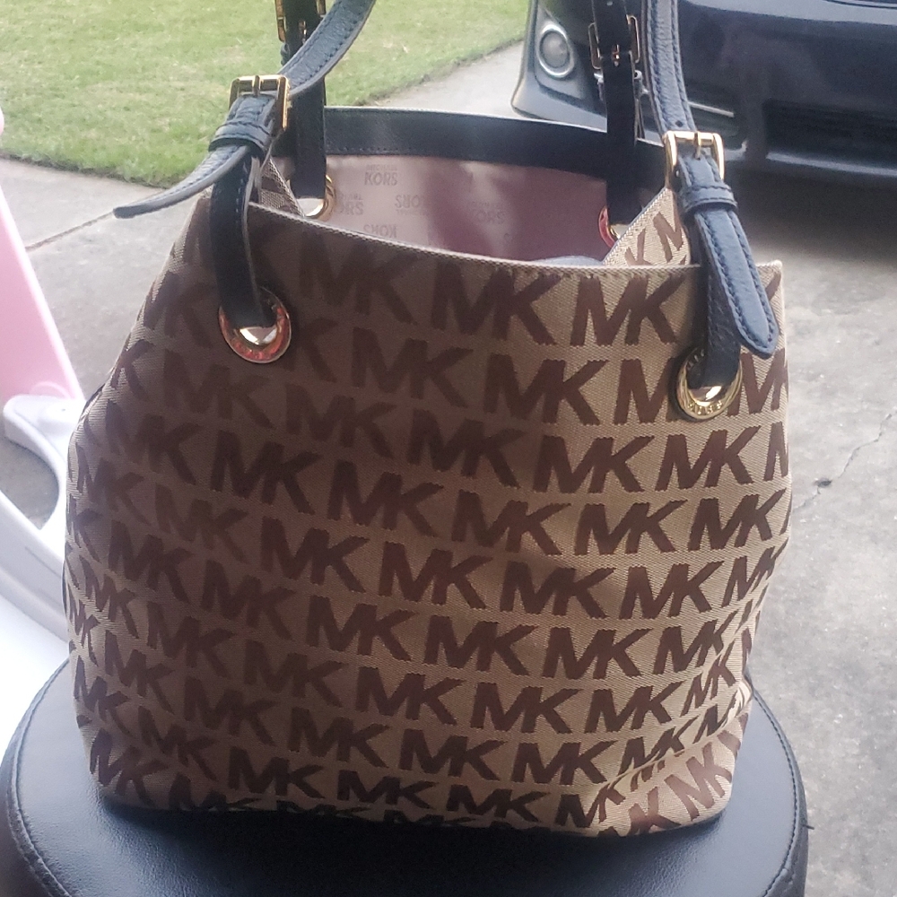 Michael Kors Tan and Brown Monogram Shoulder Bag And Tote
